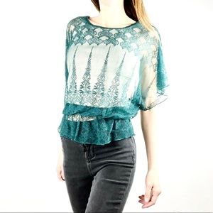 BELLA D | 🌲Forest Green Fancy Lace Dolman Blouse Top